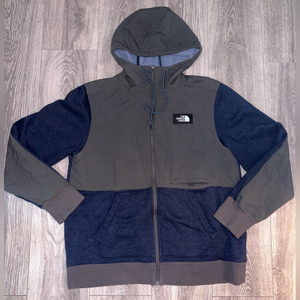 The North Face Tundra Fleece Jacket Grey Blue Size L